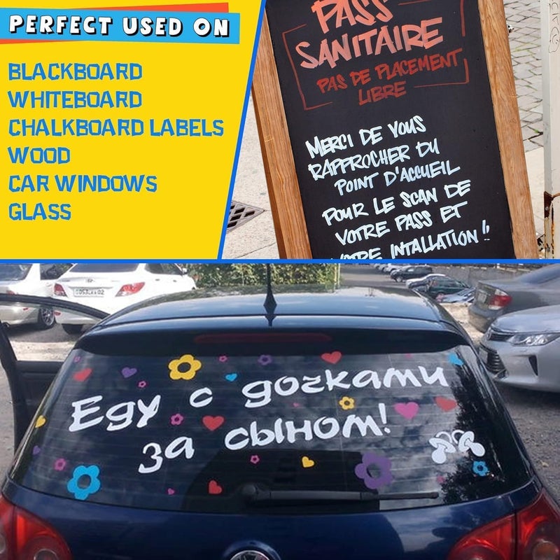 SMOOTHERPRO Chalk Marker, 10mm Liquid Chalk Markers, 3-in-1 Nib Washable Window markers for Glass Mirror, 8 Colors Erasable Chalkboard Markers for Blackboard - Image 5